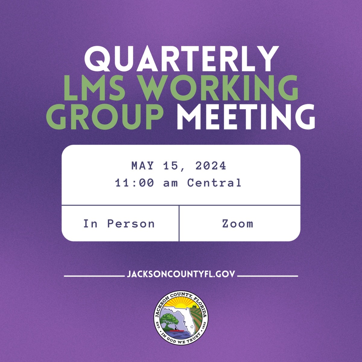 Picture of Notice of LMS Working Group Quarterly Meeting on May 15, 2024 at 11:00 AM Central Time